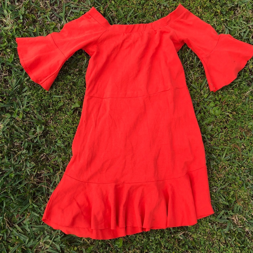 [Free People] Orange Bell Sleeve Dress - Size Med